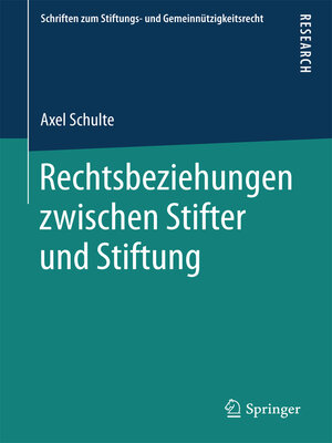 cover image of Rechtsbeziehungen zwischen Stifter und Stiftung